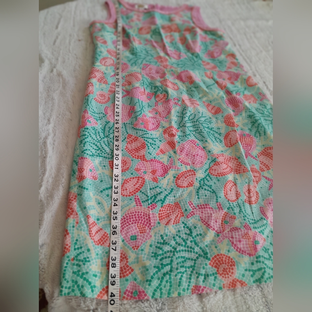 Talbots  Nautical Fish Print Shift Dress Size 12 Coastal Multicolor Beachy - Picture 8 of 12